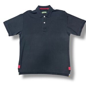 ORVIS Mens Black Short Sleeve Polo Shirt Red Trim Accents medium
